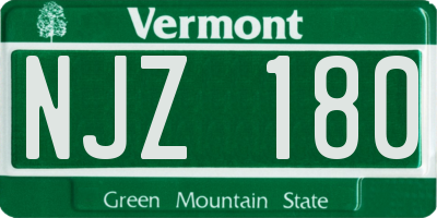 VT license plate NJZ180