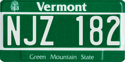 VT license plate NJZ182
