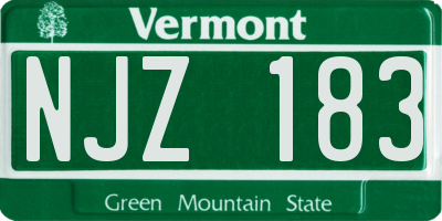 VT license plate NJZ183