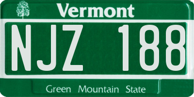 VT license plate NJZ188