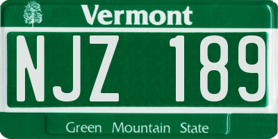 VT license plate NJZ189