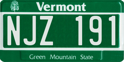 VT license plate NJZ191