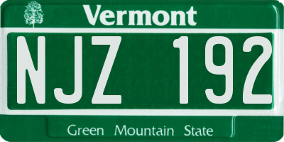 VT license plate NJZ192