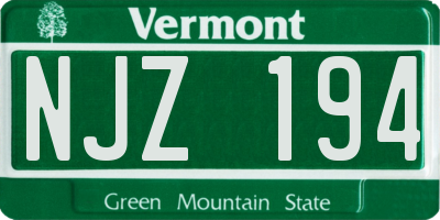 VT license plate NJZ194