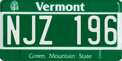 VT license plate NJZ196