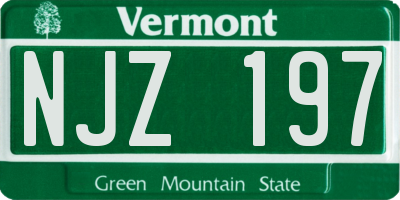 VT license plate NJZ197
