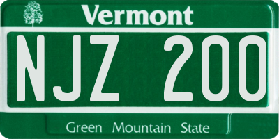 VT license plate NJZ200