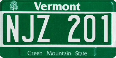 VT license plate NJZ201