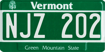 VT license plate NJZ202