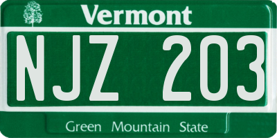 VT license plate NJZ203