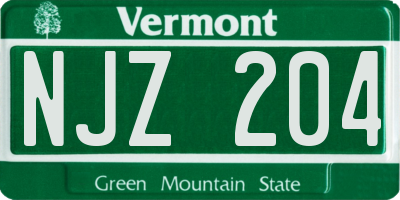 VT license plate NJZ204
