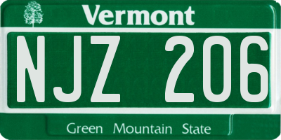 VT license plate NJZ206
