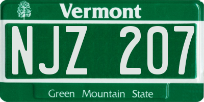 VT license plate NJZ207