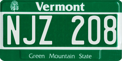 VT license plate NJZ208