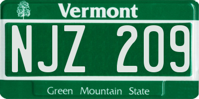 VT license plate NJZ209