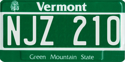 VT license plate NJZ210