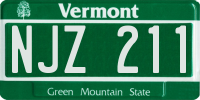VT license plate NJZ211