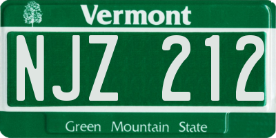VT license plate NJZ212