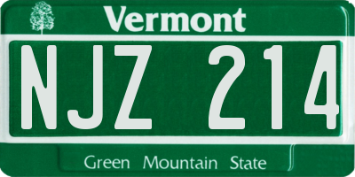 VT license plate NJZ214