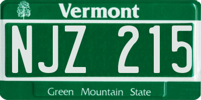 VT license plate NJZ215