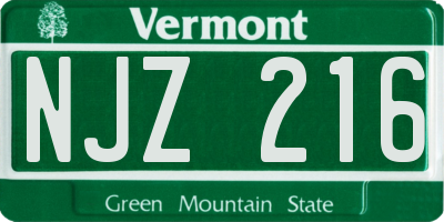 VT license plate NJZ216