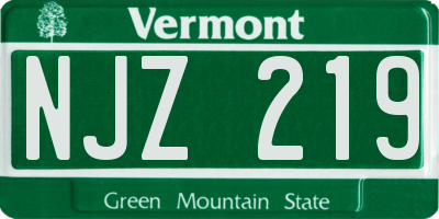 VT license plate NJZ219