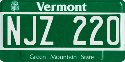 VT license plate NJZ220