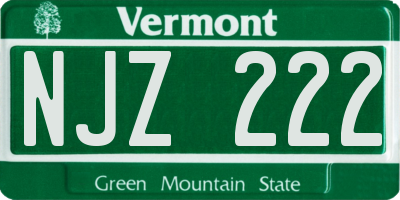 VT license plate NJZ222