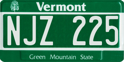 VT license plate NJZ225