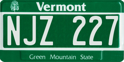 VT license plate NJZ227