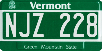 VT license plate NJZ228
