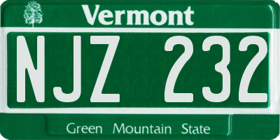 VT license plate NJZ232