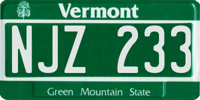 VT license plate NJZ233