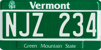 VT license plate NJZ234