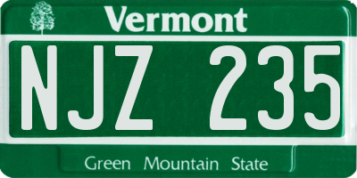VT license plate NJZ235