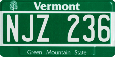 VT license plate NJZ236