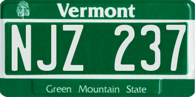 VT license plate NJZ237