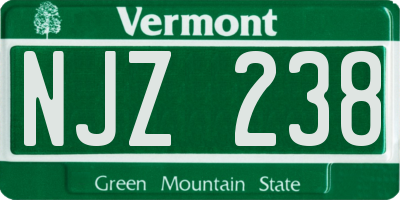 VT license plate NJZ238