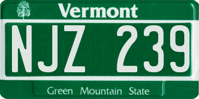 VT license plate NJZ239