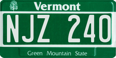 VT license plate NJZ240
