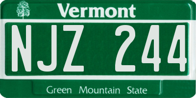 VT license plate NJZ244