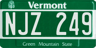 VT license plate NJZ249