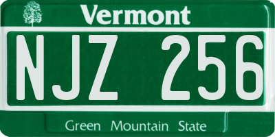 VT license plate NJZ256