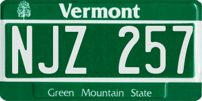 VT license plate NJZ257