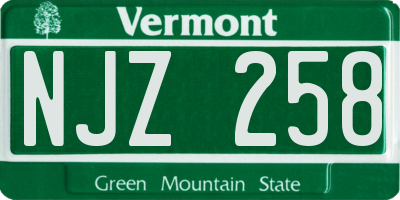 VT license plate NJZ258