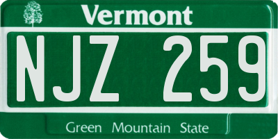 VT license plate NJZ259