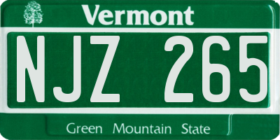 VT license plate NJZ265