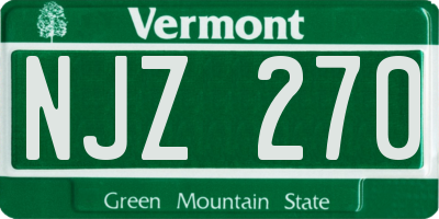 VT license plate NJZ270