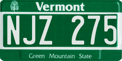 VT license plate NJZ275