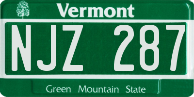 VT license plate NJZ287